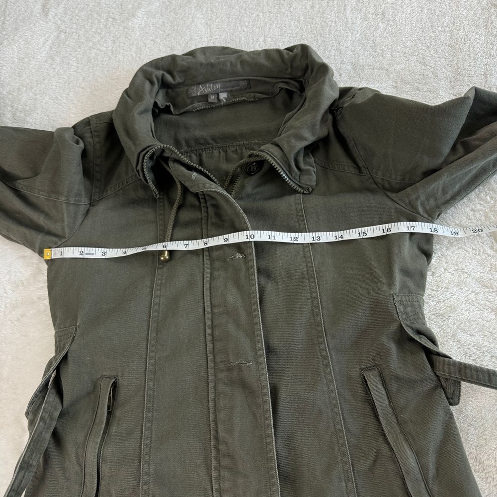 Ashley 26 International Jacket Womens‎ S M Olive Green Military Utility Ruffle - Picture 5 of 16